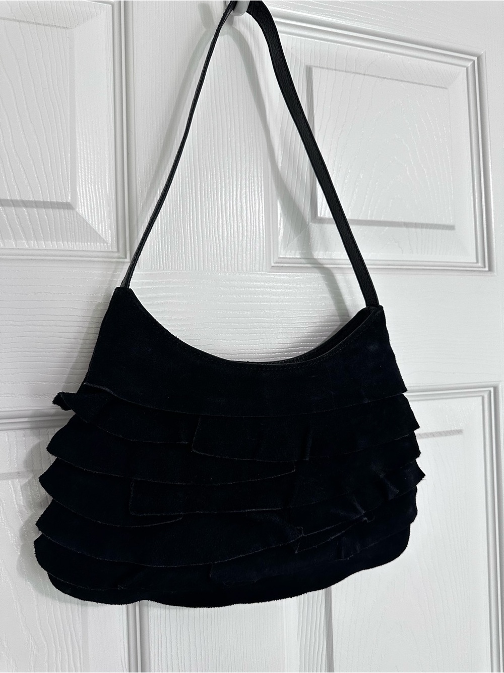 Coldwater Creek Black Ruffle Shoulder Bag with Single Strap